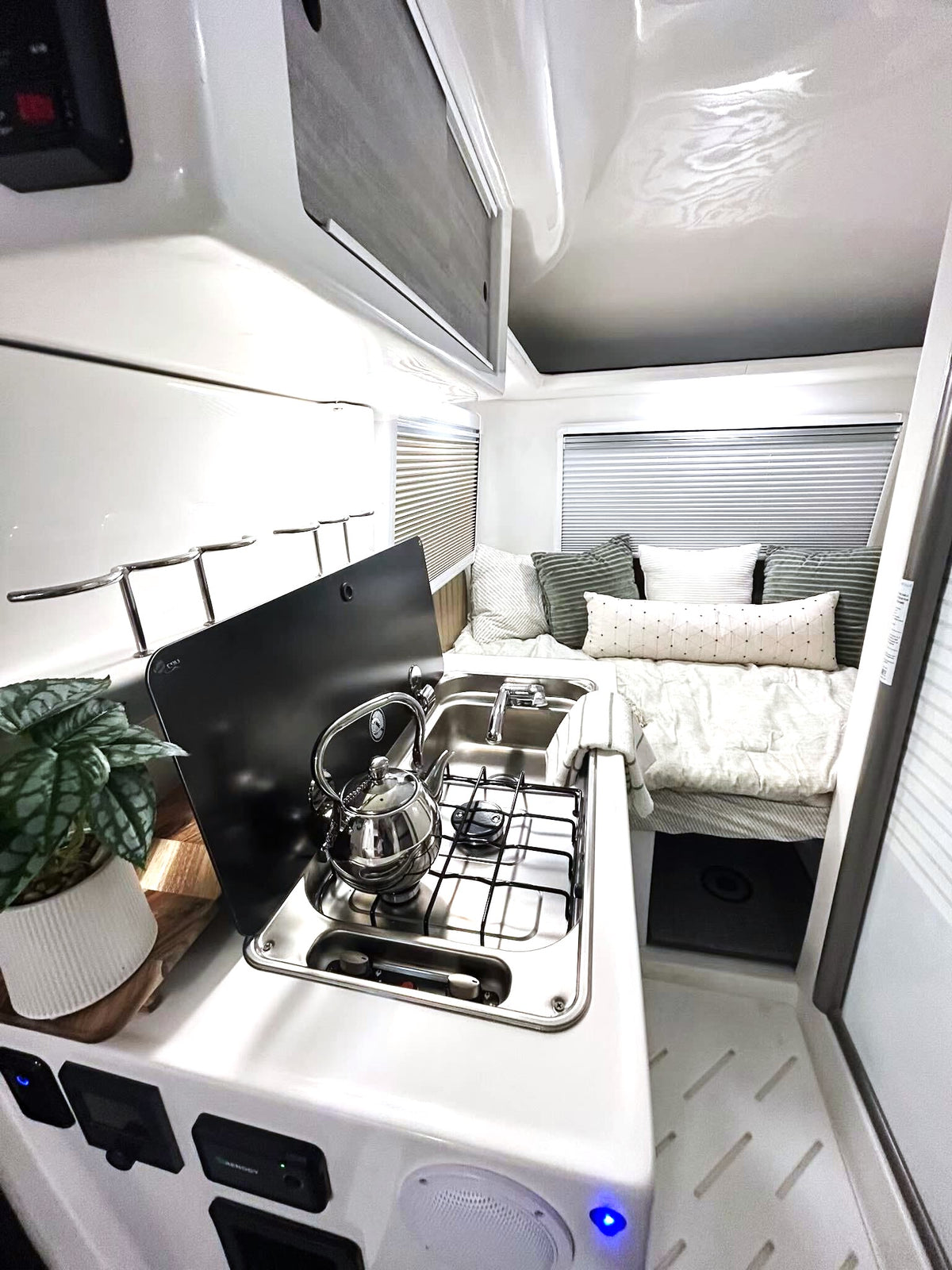 Traveler kitchenette and living area